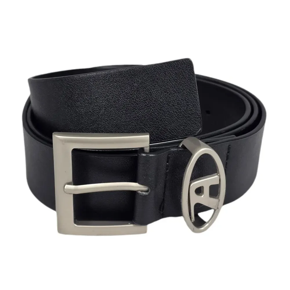 ARIOSE BLACK LEATHER BELT – SILVER BUCKLE – UNISEX – MINIMALIST FASHION
